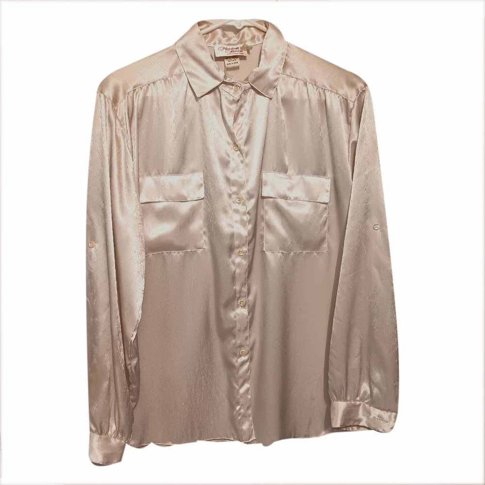 Marshall Rousso Shinny Crean Color Blouse Size Large